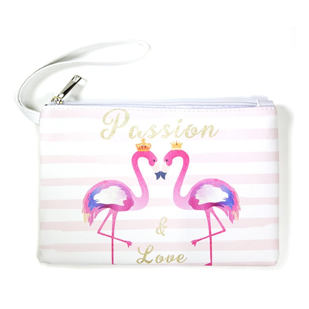 LOF Passion&Love Double Pink Flamingo Stripe Pouch